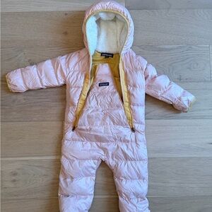 Patagonia Pink and Yellow Baby Snowsuit 6-12M